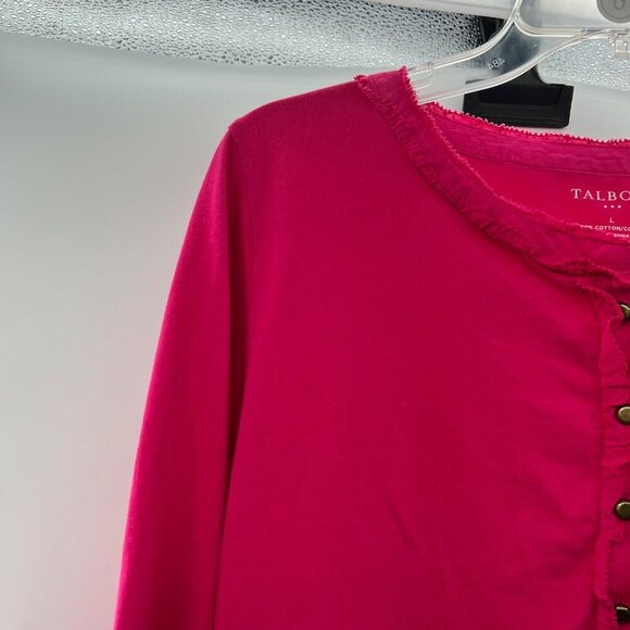 Talbots Women's 3/4 Sleeve Henley Top Pink Size Large Buttons - Picture 3 of 9